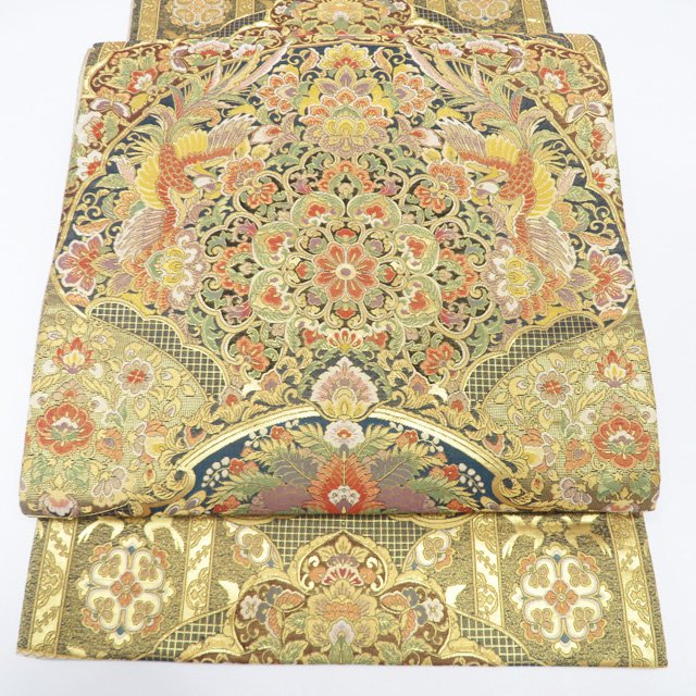 【 中古 】 袋帯 リサイクル 正絹 フォーマル 仕立て上がり 全通 王宮麗華文 花鳥模様 花紋 華文 箔糸 A1254-13 [結婚式 お宮参り 七五三 式典 お茶会 お茶席 茶道 利休忌 送料無料 きもの北條]｜特選リサイクル着物　きもの北條 44,187円