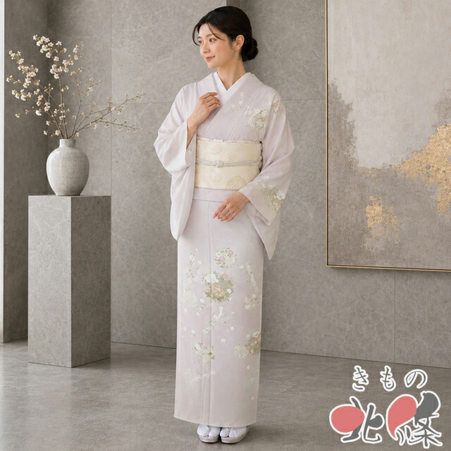 【 未使用 】 訪問着 着物 正絹 単衣 フォーマル 紋付 金駒刺繍 花の図 御所染色 多色 金 身丈155cm 裄62.5cm S A1380-14 [結婚式 お茶会 お茶席 茶道 七五三 お宮参り 母 和服 送料無料 きもの北條]　fuku 配信｜特選リサイクル着物　きもの北條
