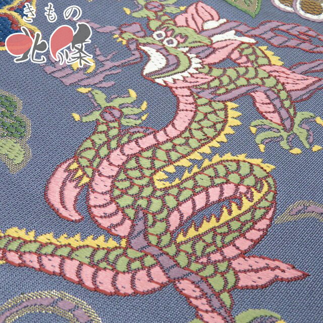 【 中古 】 袋帯 リサイクル 正絹 フォーマル 仕立て上がり 六通 花模様 龍 鳳凰 箔糸 紫鼠色 黒紅色 多色 金 A1295-15 [結婚式 お宮参り 七五三 式典 お茶会 お茶席 茶道 利休忌 送料無料 きもの北條]