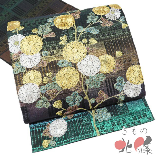 【 中古 】 袋帯 リサイクル 正絹 フォーマル 仕立て上がり お太鼓柄 金銀駒刺繍 菊模様 箔糸 多色 A1295-17 [結婚式 お宮参り 七五三 式典 お茶会 お茶席 茶道 利休忌 送料無料 きもの北條]