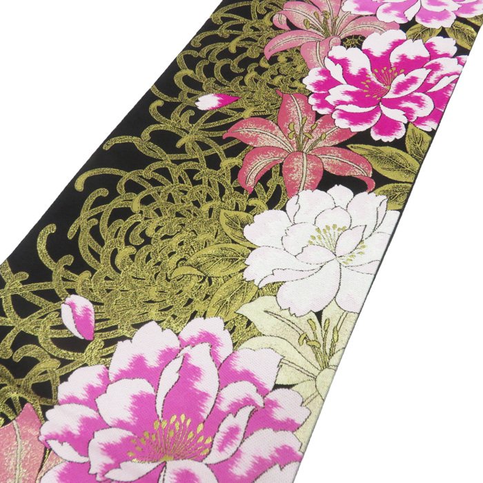 ＼ FINAL PRICE ／ 【 中古 】 振袖用 袋帯 花模様 百合 牡丹 菊 リサイクル 着物 成人式 結婚式 結納 パーティー A750-19 [ 正絹 アウトレット レンタルアップ 振袖 袋帯 中古 販売 セール バーゲン 送料無料 きもの北條]