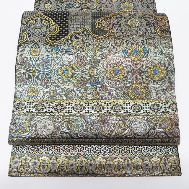 【 中古 】 袋帯 リサイクル 正絹 フォーマル 仕立て上がり 六通 ミュルーズ文様 花模様 箔糸 A1245-21 [結婚式 お宮参り 七五三 式典 お茶会 お茶席 茶道 利休忌 送料無料 きもの北條]