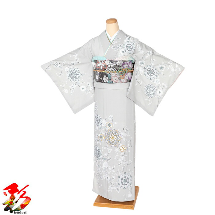 【レンタル】【くすみ ブルーグレー】訪問着 フルセット レンタル (身長153cm～163cm位) M L 七五三 卒業式 卒園式 母親 着物レンタル 結婚式 入学式 入園式 着物 往復送料無料 新品足袋プレゼント hmg-110 ブルーグレー ダスティーカラー｜着物レンタルand販売　彩 10,804円