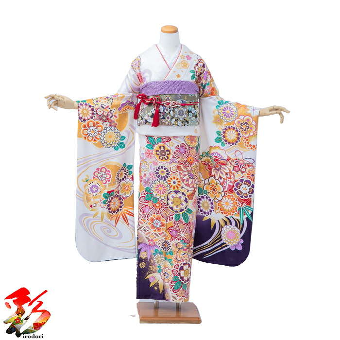 【レンタル】『花鞠流水』izumo-f0216＜br /＞成人式 振袖フルセット レンタル 成人式式典 お正月 結婚式 結納お祝い出席＜br /＞ (身長150～160cm位) (1月・12月)　往復送料無料　最長30日間長期レンタル可能