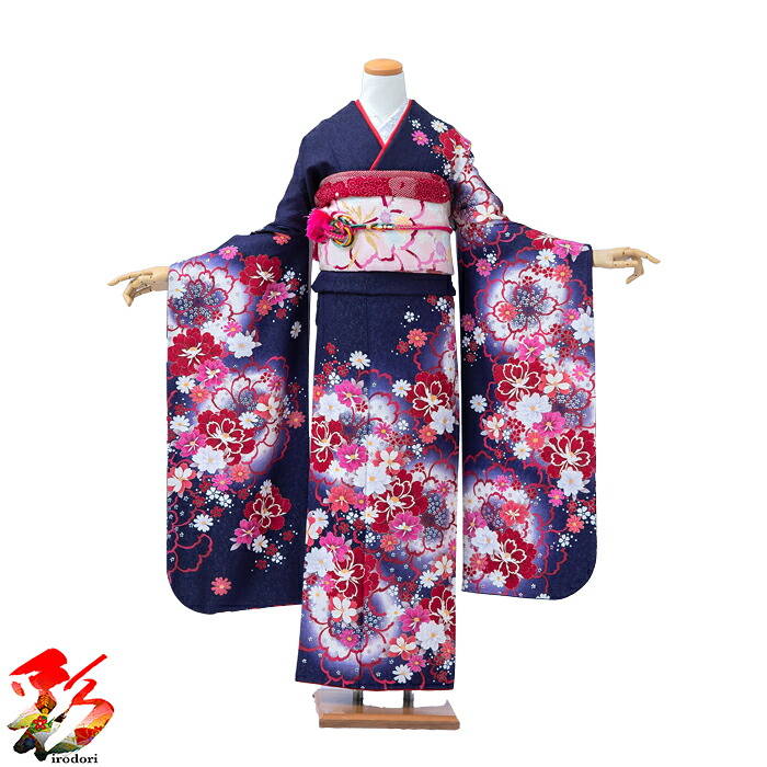 【レンタル】【トールサイズ】『桜雪化粧』izumo-f9473-s成人式 振袖フルセット レンタル 成人式式典 お正月 結婚式 結納お祝い出席 (身長160～167cm位) (2月~11月)　往復送料無料　最長30日間長期レンタル可能｜着物レンタルand販売　彩
