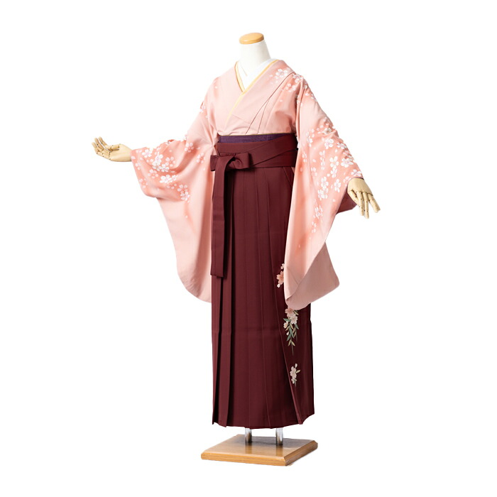 【レンタル】「桜柄に臙脂色袴」izm_i_s0607卒業式 袴 レンタル 女 フルセット 大学 専門学校【往復送料無料】【新品足袋プレゼント】レンタル期間　4泊5日｜着物レンタルand販売　彩