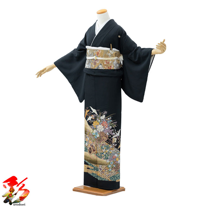 【レンタル】【黒留袖】 『松づくし』izumo-t4528　正絹　結婚式　貸衣装　黒留袖レンタル　着物　母親　着物レンタル　フルセット　留袖レンタル　レンタル衣装　女性　【往復送料無料】【新品足袋プレゼント】