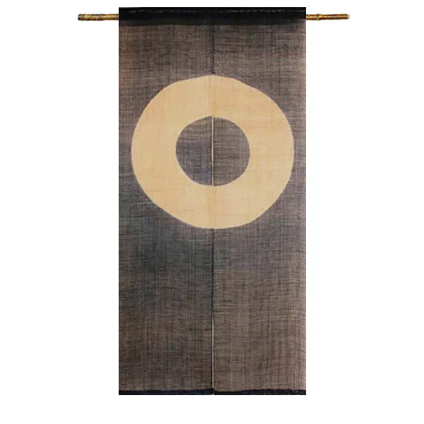 【送料無料】【刷毛染めのれん 蛇の目 麻100％ 72&times;150ｃｍ】麻のれん のれん 暖簾 万葉舎 京のれん 日本製 おしゃれ ロング 和風 インテリア 夏 春 秋 冬 日除け 風よけ 目隠し プレゼント 贈り物 贈答品 古典 レトロ 本麻のれん 円 円相｜おしゃれ　kimono　いろは