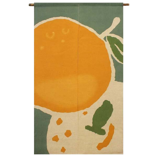 【貨物輸送無料】【毛はらい染めのれん 夏蜜柑 麻100％ 88×150ｃｍ】麻のれん のれん 信憑 万葉舎 京のれん 日本製 今めかしい ロング 和風 室内装飾 夏 春 秋 冬 日おおい 風よけ 包みかくし 差し上げ物 差し上げ物 差しあげる品 本麻 名文 レトロ