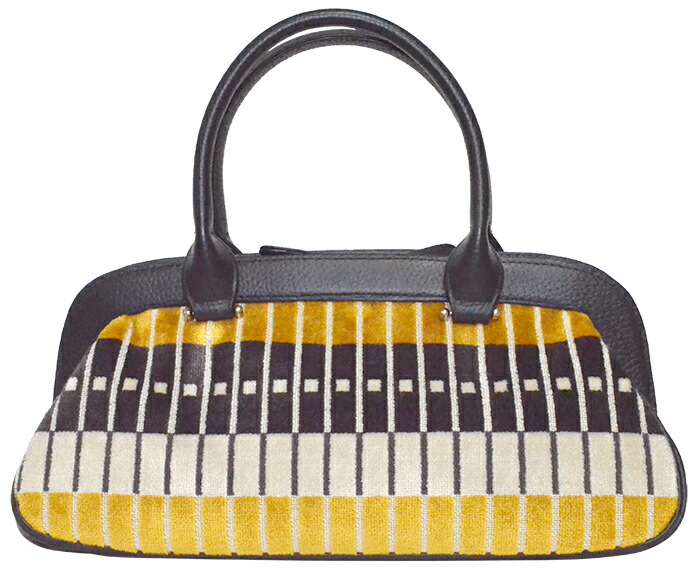 牛革　着物バッグ　黒×黄色　 【バック】【かばん】【きものバッグ】【Bag】 【和装バッグ】【レディース】