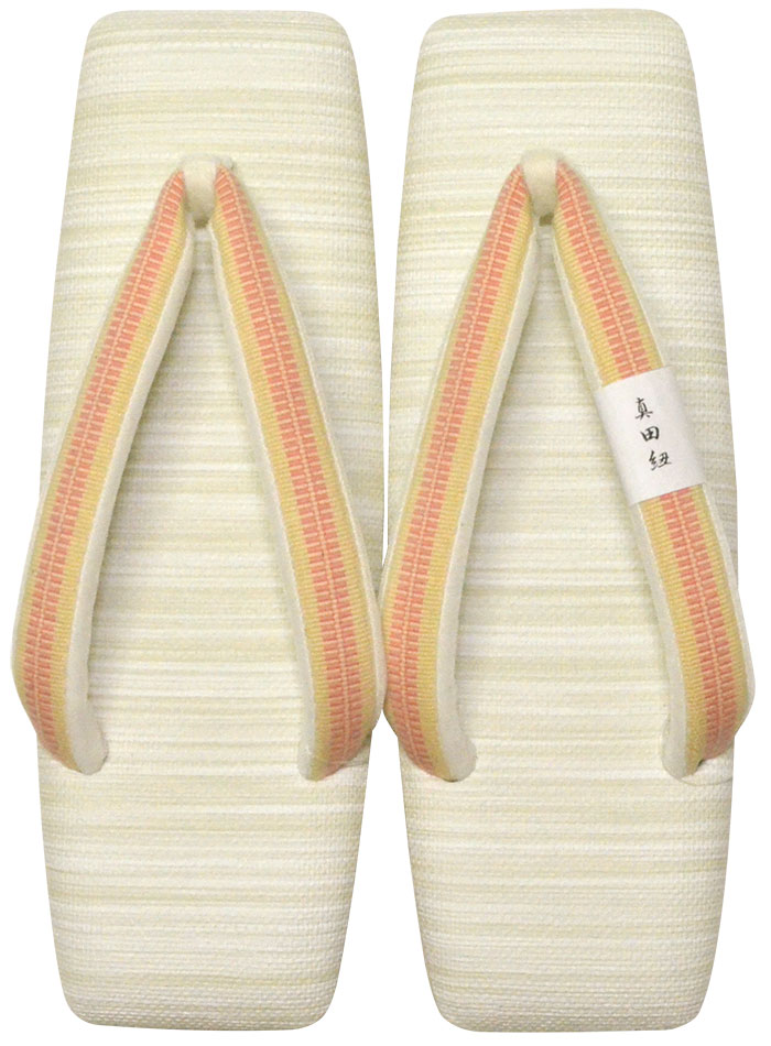 真四角草履 象牙色×サクラ色（鼻緒/真田紐） Ｌ大きさ（２４，０ｃｍ） 【日本製】【成人女性】【レディース】 【心地好い】【和装履きもの】