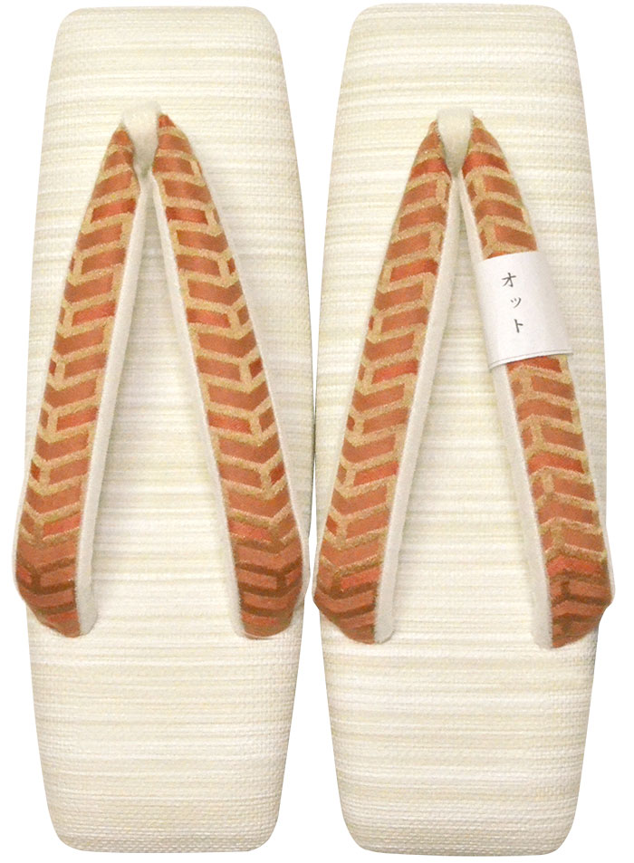 真四角草履 象牙色×オレンジ色（鼻緒） Ｍ大きさ（２３，０ｃｍ） 【日本製】【成人女性】【レディース】 【心地好い】【和装履きもの】