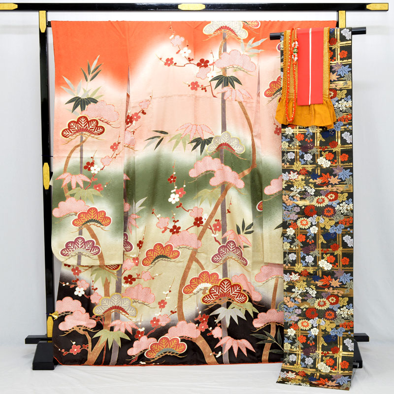 楽天市場】逸品 振袖7点セット どんす 京友禅 松竹梅 金駒刺繍 楽天市場】逸品 振袖7点セット どんす 京友禅 松竹梅 金駒刺繍
