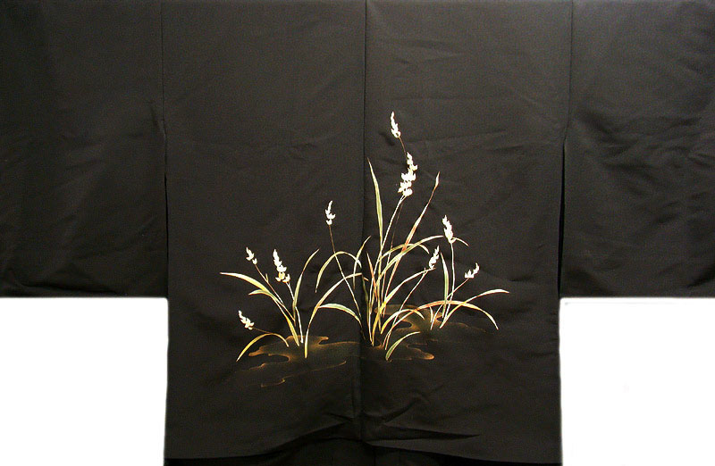 楽天市場】長羽織 羽織 手描友禅 黒地 菊水 ぼかし 正絹 浜ちりめん 未