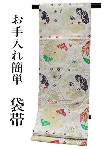 袋帯 礼装 白 金 赤 緑 紫 六角形 三角 単品 新品 訪問着 フォーマル ポリエステル 洗える 仕立て上がり プレタ レディース 女性 和服 和装 着物 送料無料