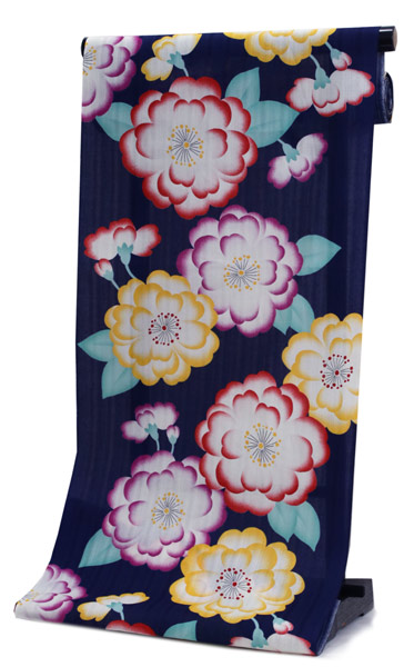 正規品 楽天市場 浴衣 反物 仕立て付き 濃紺 椿 カラフル 山本彩 女性 レディース フルオーダー 綿 和装 和服 日本製 アンティーク風 送料無料 Tkフラ 京都 きもの京小町 第1位獲得 Advance Com Ec