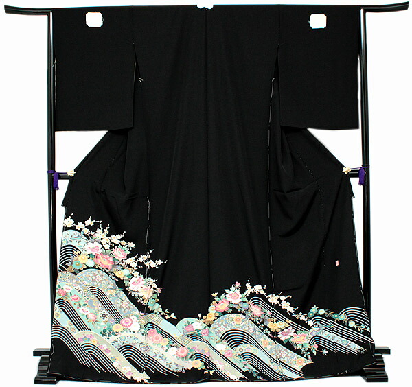 【正絹黒留袖 未仕立て 仮絵羽 尾長鳥と四季の花柄】礼装 黒留め袖 新品 お誂え 購入 販売 結婚式 既婚 五つ紋 家紋 フォーマル 【hzふに】|京都 きもの京小町