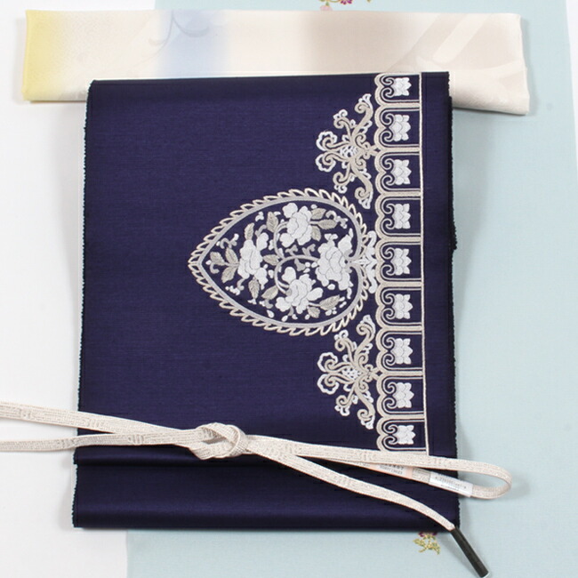 紗　夏帯　ダマスク　刺繍　名古屋帯 nob2502001-1.jpg