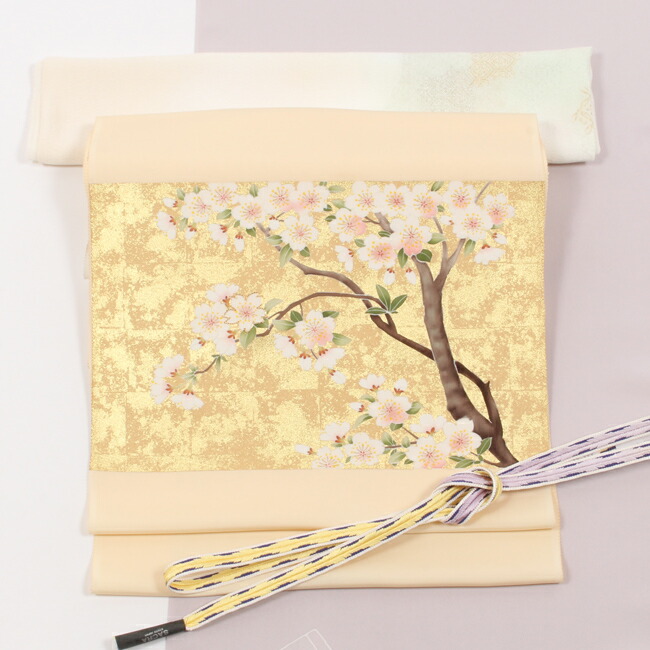楽天市場】【京の染匠 一富司】手描き京友禅 特選九寸名古屋帯 金箔 桜