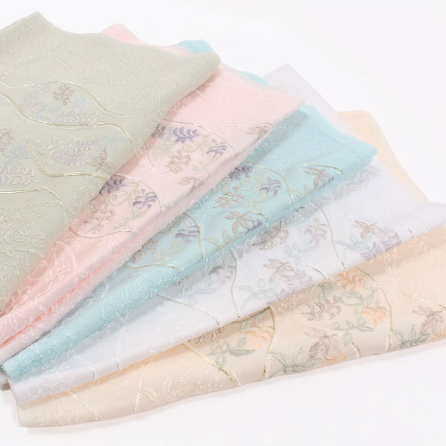 【4/18 20:00-★18thSALE & 10%OFF】「衿秀」 特選帯揚げ 正絹 唐織り 横振り刺繍 立涌藤紋 フォーマル 礼装用　手振り刺繍　たて枠藤