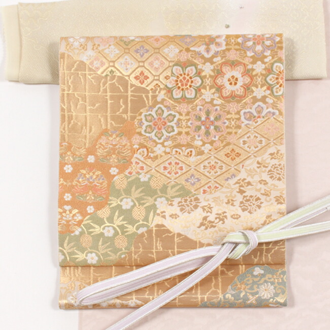 【4/18 20:00-★18thSALE & 10%OFF】【服部織物】 特選正絹西陣袋帯 「道長取り有職名物裂文」 金銀 礼装用 フォーマル
