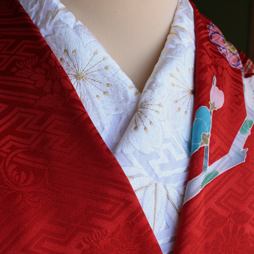 Hto286 付け下げ 広えり 正絹 桜刺繍 地模様 Hto286 付け下げ 広えり 正絹 桜刺繍 地模様 - メルカリ
