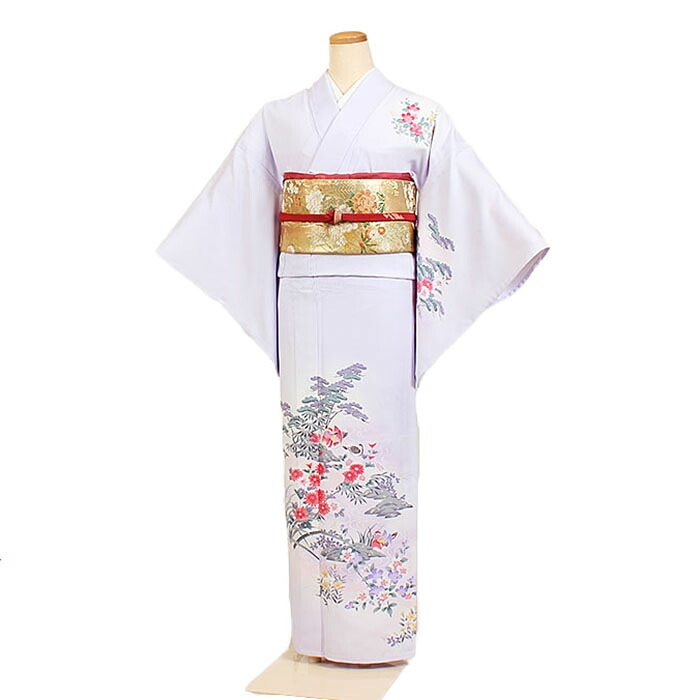 レンタル 訪問着 単衣 夏物 身長：145～155cm 薄紫系 母親 着物 結婚式 お宮参り as-0026
