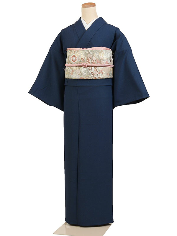 レンタル 色無地 単衣 夏物 一つ紋 身長：150～160cm 紺系 母親 着物 結婚式 お宮参り as-0081