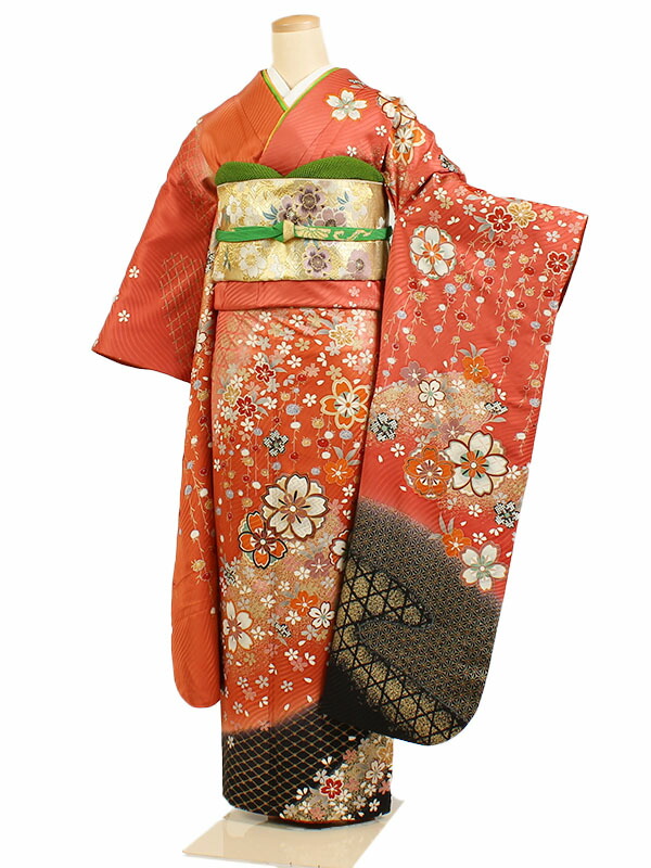 【レンタル】【振袖レンタル 赤系 桜花 など】正絹 振袖 レンタルフルセット ふりそで 振袖セット レンタル振袖 振り袖 結婚式 披露宴 親族 卒業式 パーティー 結納 着物レンタル 貸衣装 女性 和服 華やか 晴れ着 往復送料無料 f020