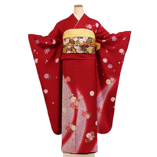 【レンタル】【振袖レンタル 赤系 桜 など】正絹 振袖 レンタルフルセット ふりそで 振袖セット レンタル振袖 振り袖 結婚式 披露宴 親族 卒業式 パーティー 結納 着物レンタル 貸衣装 女性 和服 華やか 晴れ着 往復送料無料 f109