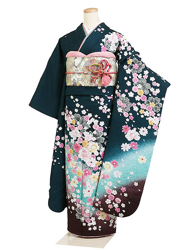 【レンタル】【振袖レンタル エメラルドグリーン系 四季草花】正絹 振袖 レンタルフルセット ふりそで 振袖セット レンタル振袖 振り袖 結婚式 披露宴 親族 卒業式 パーティー 結納 着物レンタル 貸衣装 女性 和服 華やか 晴れ着 往復送料無料 f118