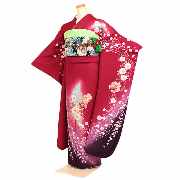 楽天市場】【レンタル】【成人式振袖レンタル 青緑系 桜・糸巻 など