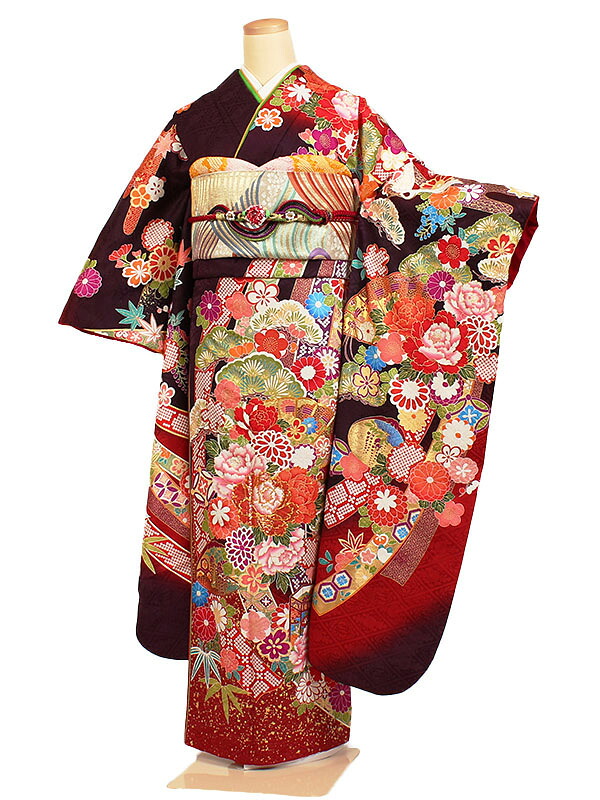 【レンタル】【成人式振袖レンタル YUMIKATSURA 桂由美 紫系 熨斗目・四季花】正絹 成人式振袖 正絹振袖レンタルフルセット 振袖 レンタル 振袖フルセット ふりそで レンタル 振袖 振り袖 furisode 成人式レンタル 成人式着物レンタル 貸衣装 華やか 往復送料無料 f347s 38,870円