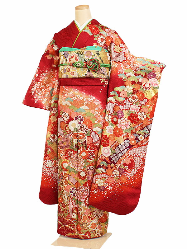 山本寛斎 KANSAI振袖164cm朱金黒豪華正絹？レトロモダン