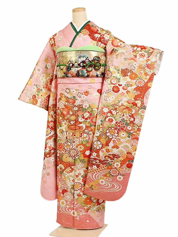 【レンタル】【振袖レンタル ピンク古典四季草花】正絹 振袖 レンタル フルセット ふりそで 振袖セット レンタル振袖 振り袖 結婚式 披露宴 親族 卒業式 パーティー 結納 着物レンタル 貸衣装 女性 和服 安い 往復送料無料 f354