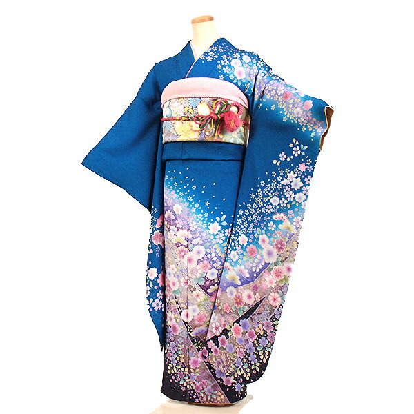 楽天市場】【レンタル】【成人式振袖レンタル 青緑系 桜・糸巻 など