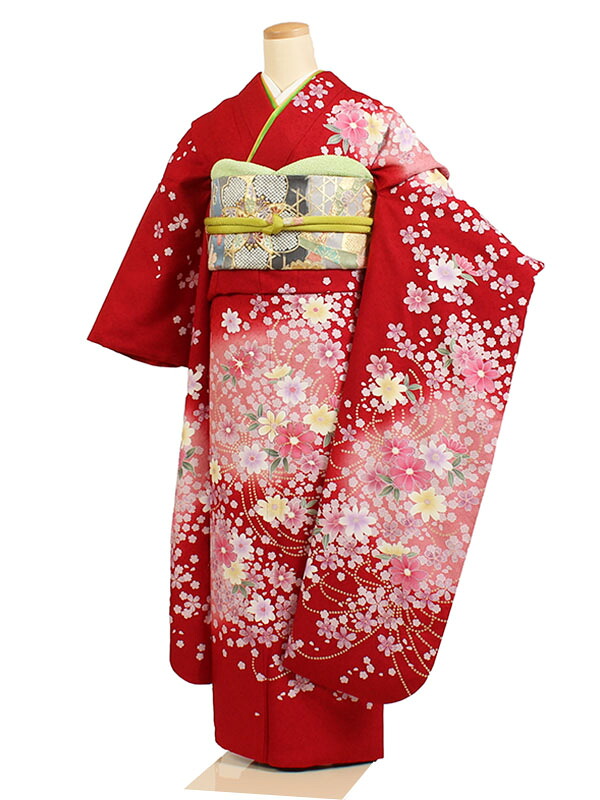 【レンタル】【成人式振袖レンタル 赤地 桜】成人式振袖 振袖レンタルフルセット 振袖 レンタル 振袖フルセット ふりそで レンタル 振袖 振り袖 furisode 成人式レンタル 成人式着物レンタル 貸衣装 かわいい 往復送料無料 f388s