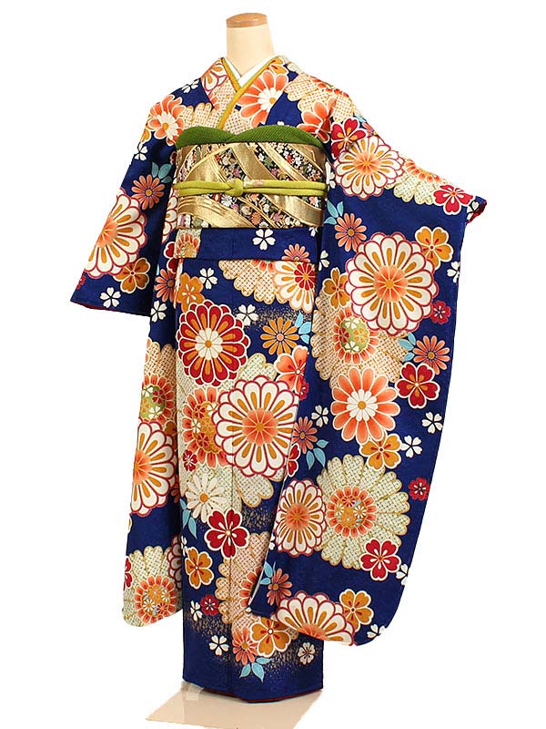【レンタル】【成人式振袖レンタル ブルー地 花尽くし 小紋柄】成人式振袖 振袖レンタルフルセット 振袖 レンタル 振袖フルセット ふりそで レンタル 振袖 振り袖 furisode 成人式レンタル 成人式着物レンタル 貸衣装 華やか かわいい 往復送料無料 f696s