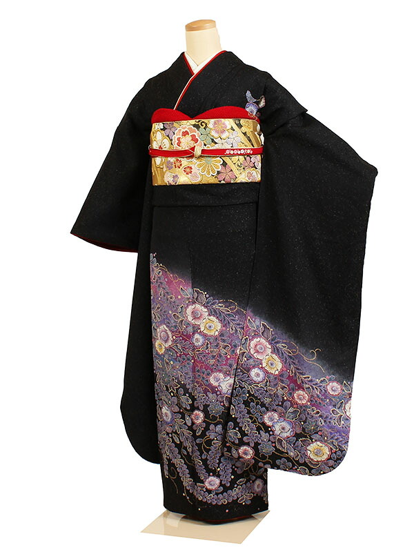 【レンタル】【成人式振袖・黒地 辻が花】成人式振袖 振袖レンタルフルセット 振袖 レンタル 振袖フルセット ふりそで レンタル 振袖 振り袖 furisode 成人式レンタル 成人式着物レンタル 貸衣装 華やか 古典 往復送料無料 f142s