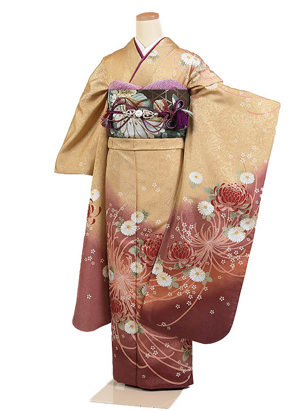 【レンタル】【成人式振袖レンタル 黄土系 菊】成人式振袖 振袖レンタルフルセット 振袖 レンタル 振袖フルセット ふりそで レンタル 振袖 振り袖 furisode 成人式レンタル 成人式着物レンタル 貸衣装 かわいい 高級 往復送料無料 f575s