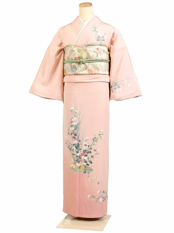 【レンタル】【訪問着 ピンク系 京友禅・花籠・四季草花】正絹 訪問着レンタル 訪問着セット レンタル訪問着 着物レンタル 貸衣装 結婚式 入学式 卒業式 お宮参り 七五三 お母さん ママ 母親 パーティー 結納 お茶会 安い 往復送料無料 h575
