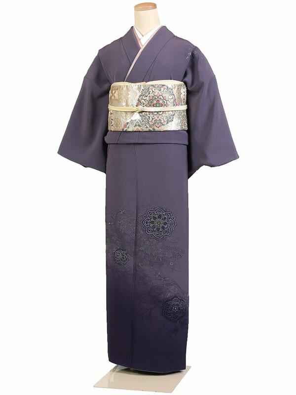 【レンタル】【訪問着 紫系 汕頭刺繍・華文】正絹 訪問着レンタル 訪問着セット レンタル訪問着 着物レンタル 貸衣装 結婚式 入学式 卒業式 お宮参り 七五三 お母さん ママ 母親 パーティー 結納 お茶会 安い 往復送料無料 h577