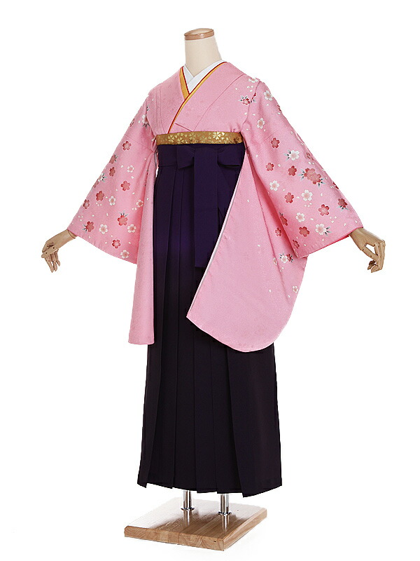 【レンタル】【卒業式袴 ピンク・桜×紫グラデーション袴】卒業式 袴 レンタル 女 身長155～160cm 卒業袴 女袴 卒業式袴セット 大学生 短大 教員 先生 二尺袖袴フルセット 専門学生 謝恩会 高校 文化祭 個性 モダンポップ おしゃれ 被らない 往復送料無料 n254