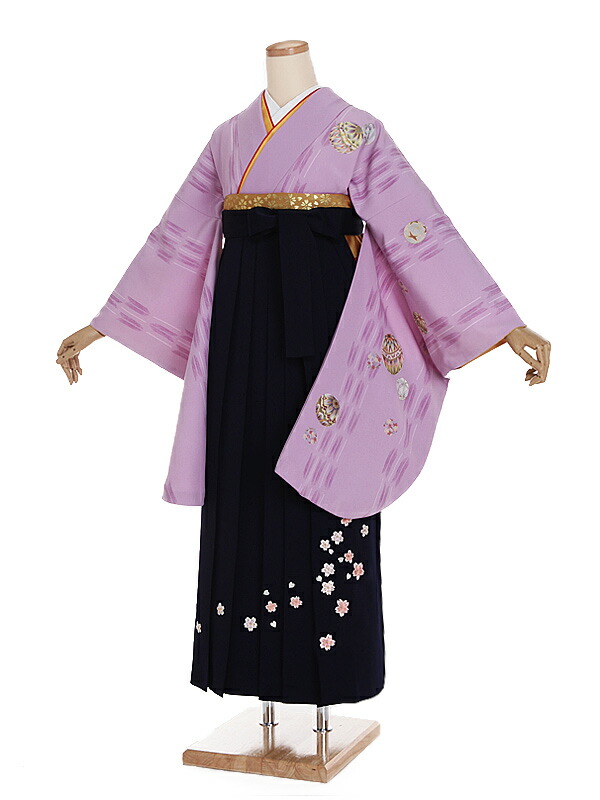 【レンタル】【卒業式袴 薄紫・矢絣×紺袴】卒業式 袴 レンタル 女 身長155～160cm 卒業袴 女袴 卒業式袴セット 大学生 短大 教員 先生 二尺袖袴フルセット 専門学生 謝恩会 高校 文化祭 個性 モダンポップ おしゃれ 被らない 往復送料無料 n257