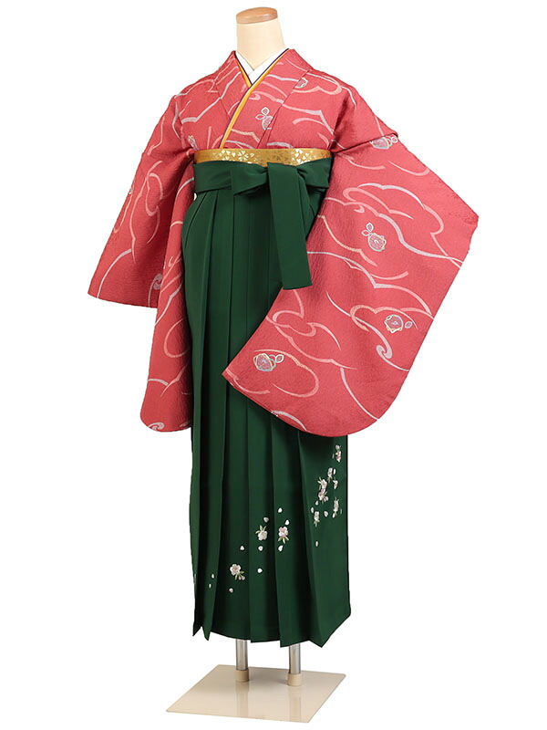 【レンタル】【卒業式袴 サーモンピンク系×刺繍・緑袴 】卒業式 袴 レンタル 卒業袴 女袴 卒業式袴セット 大学生 短大 教員 先生 二尺袖袴フルセット 専門学生 謝恩会 高校 文化祭 個性 モダンポップ おしゃれ 被らない 往復送料無料 n319 6,958円
