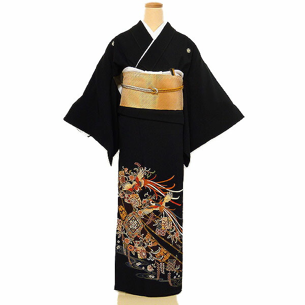 【広幅 大きいサイズ】レンタル 黒留袖 唐草華 身長:150~156cm 号数:15号 結婚式 披露宴 t-0006|京都 きものれんたる京商
