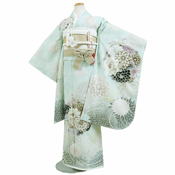 【レンタル】四つ身 女児 7歳用 七五三 ミントグリーン『JAPANSTYLE』身長115~125cm 四つ身セット 女の子 753 七五三着物 y-0100|京都 きものれんたる京商