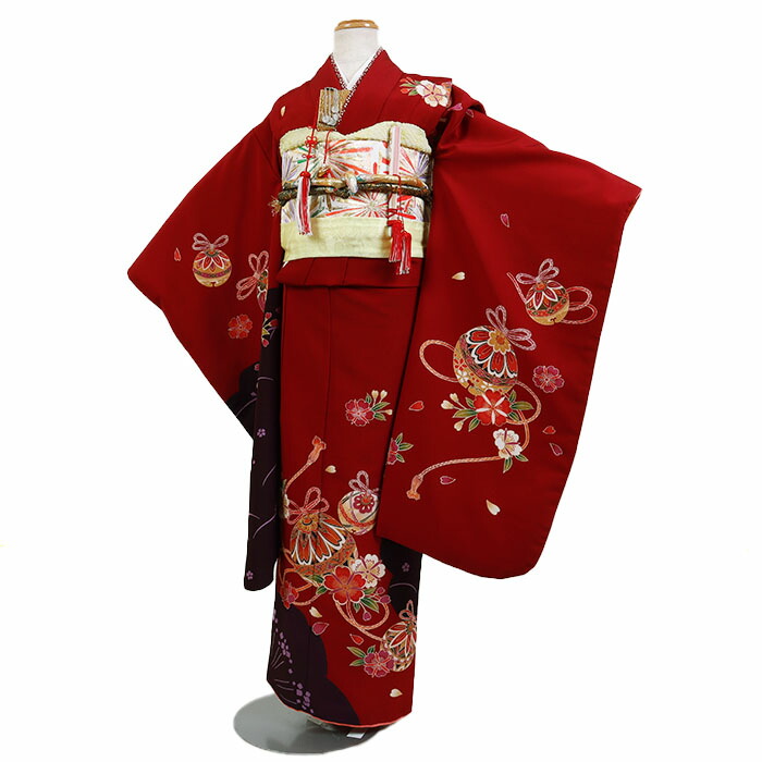 楽天市場】【レンタル】四つ身 女児 7歳用 七五三 エンジ 身長110