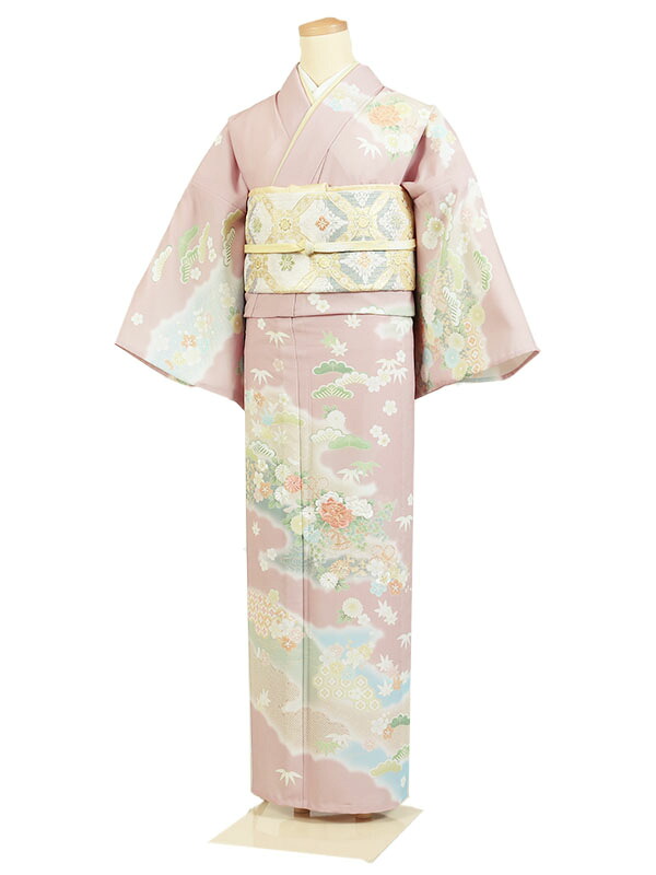 レンタル 訪問着 単衣 夏物 身長：155～163cm 紫系 母親 着物 結婚式 お宮参り as-0104 9,344円