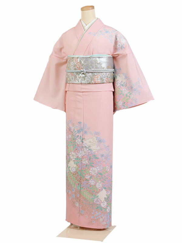 レンタル 訪問着 単衣 夏物 身長：155～163cm ピンク系 母親 着物 結婚式 お宮参り as-0113